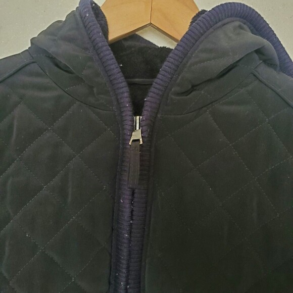 Esprit Womens Full Zip Jacket Coat Quilted Hooded Fleece Lined Black Sz Medium - Picture 16 of 16